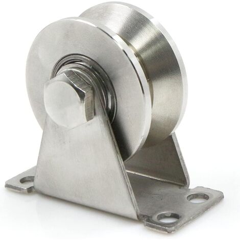 Roues en Acier avec Rainure en V, Poulie de Levage, Poulies pour Cordes en Acier, Poulie Inox Poulie, Roulette à Rainure en V, Diamètre de la Poulie 48mm, Capacité de Poids 150kg (1/5)