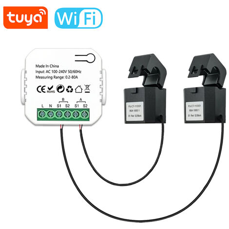 Tuya Wifi Compteur d'énergie intelligent Système solaire photovoltaïque Production d'énergie Consommation Surveillance bidirectionnelle Contrôle par application mobile Moniteur avec CT (1/5)