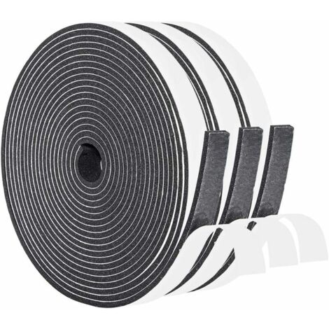 Selbstklebende Gummidichtung, 2 Rollen, 12 mm (B) x 6 mm (H) x 8 m (L), selbstklebendes Neopren-Dichtungsstreifen, Kfz-Fenstergurt, Antikollisions-Schwarzes Klebeband (1/5)