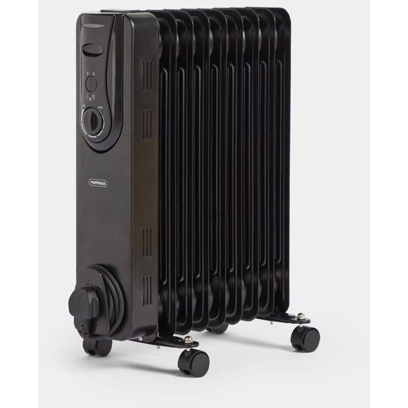 VonHaus Oil Filled Radiator – 2000W/2KW – 9 Fin – Freestanding – Plug in  Portable Electric Heater – 3 Power Settings, Adjustable  Temperature/Thermostat, Thermal Safety Cut off – Black