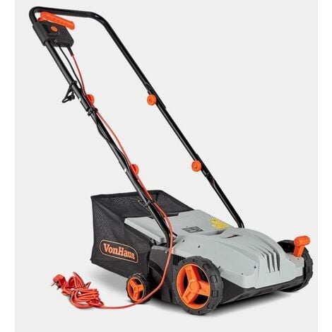 VonHaus Electric Lawn Raker | 1300W Garden Rake | Removes Moss, Leaves and Debris for Healthy Lawn Maintenance | 4 Working Depths, 32cm Width, 28L Collection Bag, 10m Power Cable, Safety Switch