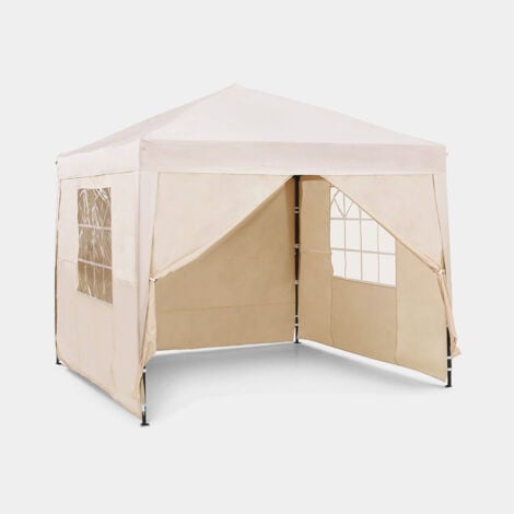 VonHaus Pop Up Gazebo 2.5x2.5m Set – Outdoor Garden Marquee with Water-resistant Cover & Leg Weight Bags - Ivory Colour