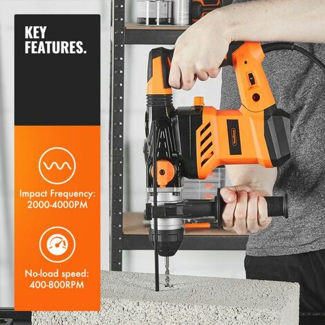 VonHaus Rotary Hammer Drill 1500W SDS Hammer Impact Drill for