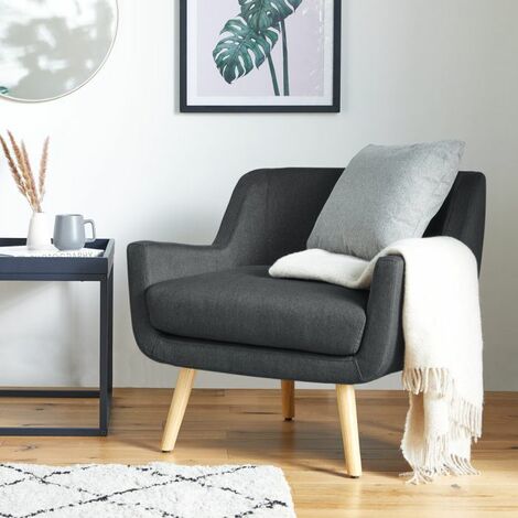 VonHaus Grey Linen Accent Chair Soft, Light Grey Lounge Chair in