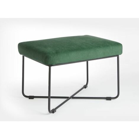 VonHaus Footstool, Grey & Green Footrest with Metal Frame, Multifunctional Foot Stool Pouffe