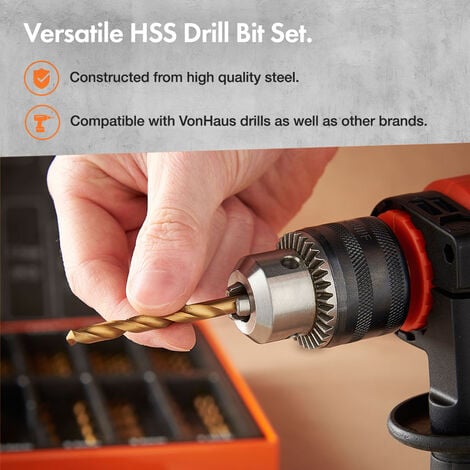 VonHaus HSS Metal Drill Bit Set with Carry Case Organiser - 99 Pcs