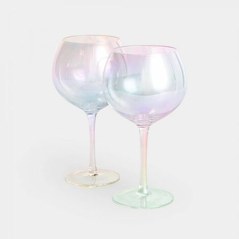 Gorgeous Pair of large Martini Glasses - Multicolor Stem