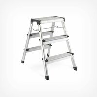 VonHaus Folding 3 Step Stool - Strong & Lightweight Aluminium Ladder, Multi Purpose, Double Sided – Anti Slip Feet – Easy To Store – Ideal For Home/Kitchen/Garage