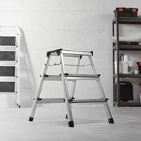 VonHaus Folding 3 Step Stool - Strong & Lightweight Aluminium Ladder, Multi Purpose, Double Sided – Anti Slip Feet – Easy To Store – Ideal For Home/Kitchen/Garage