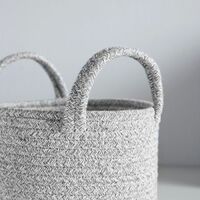 VonHaus Set of 3 Rope Storage Baskets Grey Laundry Basket Versatile Different Sizes – Small Medium Large