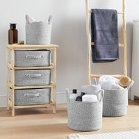 VonHaus Set of 3 Rope Storage Baskets Grey Laundry Basket Versatile Different Sizes – Small Medium Large