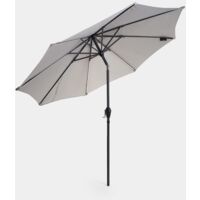 VonHaus 2.7m Grey Garden Parasol with Steel Pole – Outdoor Parasol with Dimmable LED Lights – Garden Parasol