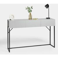 VonHaus Console Table, Grey Wood Veneer Metal Frame Sideboard, 3-Drawers Hallway table, Multi-Use Console Table With Drawers, Minimalist Design