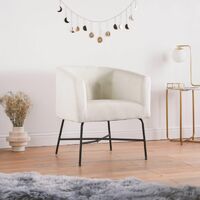 BTFY Velvet Tub Chair - Cream Accent Chair Armchair - Occasional Chair With Black Metal Legs - Vintage Retro Style Padded Seat For Bedroom, Living Room, Dining Room, Home Office, Dressing Table