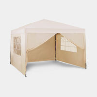 VonHaus Pop Up Gazebo 3x3m Set – Outdoor Garden Marquee with Water-resistant Cover & Leg Weight Bags - Ivory Colour
