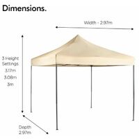 VonHaus Premium Fully Waterproof Gazebo 3x3m with Leg Weights and Wheeled Carry Bag - Outdoor Garden Marquee with Telescopic Legs - Ivory