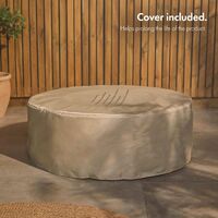 VonHaus Gas Fire Pit – Round Circular Firepit for Outdoor, Garden, Patio – MgO Material with Cover, Regulator, Hose, Carry Handles, Adjustable Flame Settings – Compatible with Propane – Faux Concrete