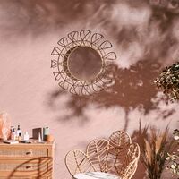 BTFY Round Mirror, Gold Hanging Decorative Circle Mirror, 80cm Diameter- Circular/Sunburst - Bathroom, Makeup, Home Office, Living Room, Hallway - Wall Mirror – Boho Style - Gold