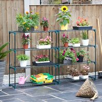 VonHaus Greenhouse Staging Unit – Shelving for Greenhouse – 4 Tier Steel Shelves/Shelving for Garden, Green House, Shed, Garage – Storage Racking Outdoor Plant Stand Display - Pack of 2