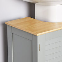 VonHaus Under Sink Bathroom Cabinet – Under Basin Storage Unit – Freestanding Grey 2 Door Cupboard with Adjustable Shelving – Wooden Furniture for Bathroom
