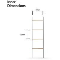 VonHaus Ladder Towel Rack – Wooden Ladder With 4 Hanging Rails - Grey & Ash Freestanding Storage For Bathroom, Bedroom, Hallway – Minimalist Modern Style