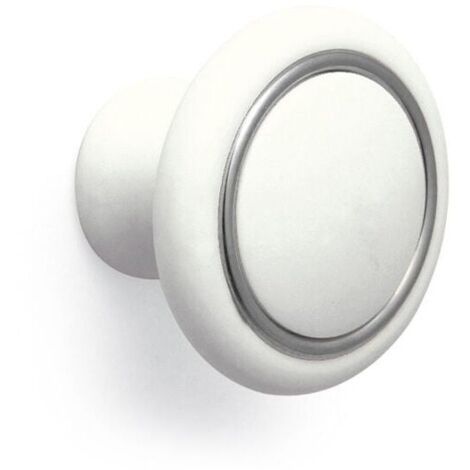 Pomolo tondo bianco con anello cromo 35x26mm- 026 Ring