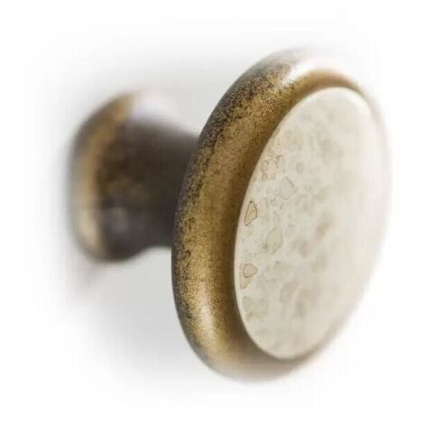 Pomolo rotondo effetto bronzo con placca maculata 35x26mm - 026E Fungo