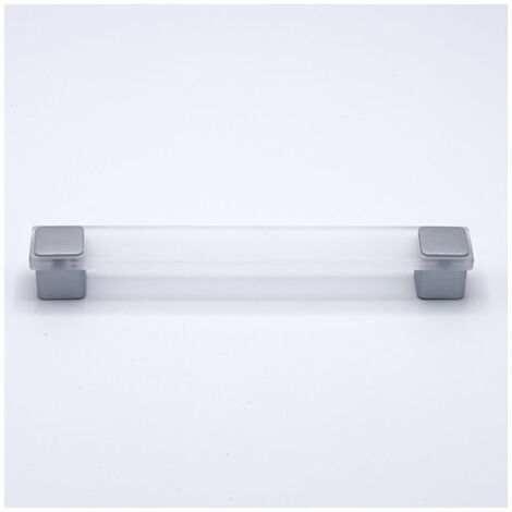 Maniglia satinata color opalino con inserti satinati effetto alluminio 183x25x24mm - 096 Geo2
