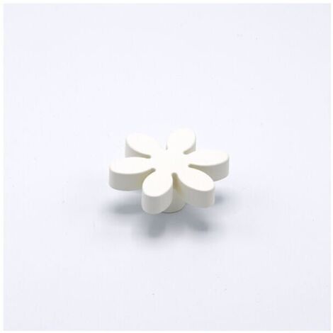 Pomolo a forma di fiore di colore bianco in goffrato fine 56x24mm - 415 Flower