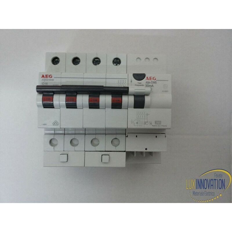 Interruttore Magnetotermico Differenziale Trifase 30mA - 3P+N 32A 380V, 6KA, Per Quadri Elettrici (4 Moduli DIN)