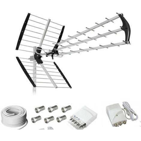 KIT ANTENNA DIGITALE TERRESTRE PER 2 FAMIGLIE LTE HD IMPIANTO ANTENNA COMPLETO