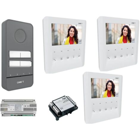 Kit Videocitofono trifamiliare came con Monitor vivavoce 3 famiglie
