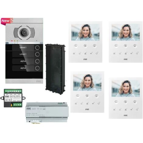 KIT VIDEOCITOFONO URMET VOG5 4 FAMIGLIE VIVAVOCE ALPHA INCASSO 1760/6