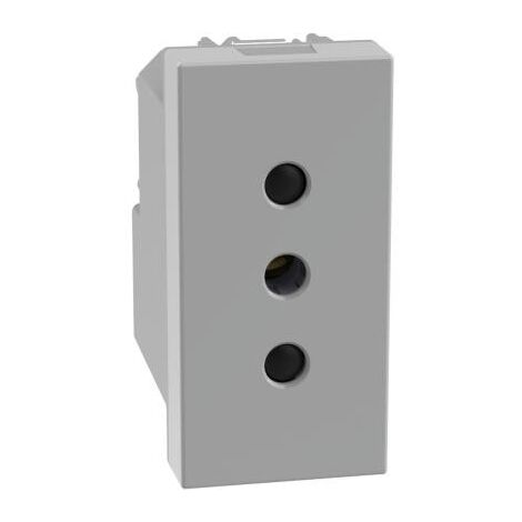 Presa standard italia bticino matixgo 2p+t 10a 1 modulo grigio - jg4113