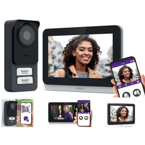 Kit Videocitofono Bifamiliare connesso 3K WI FI Philips chiamata cellulare Monitor 531046
