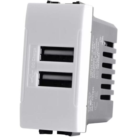 Interruttori prese pulsanti bianco frutti compatibili con Bticino Living Light e International  Modulo USB Doppio
