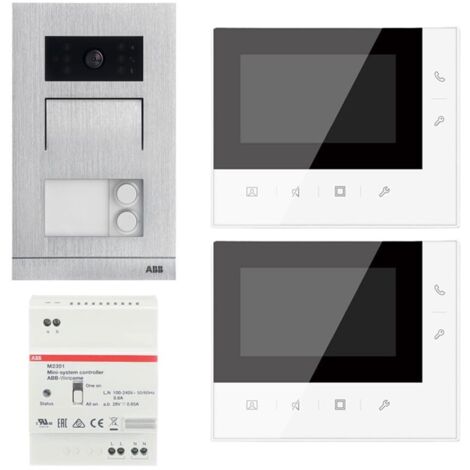 Kit Videocitofono bifamiliare ABB WLK316B vivavoce 2 fili pulsantiera a parete