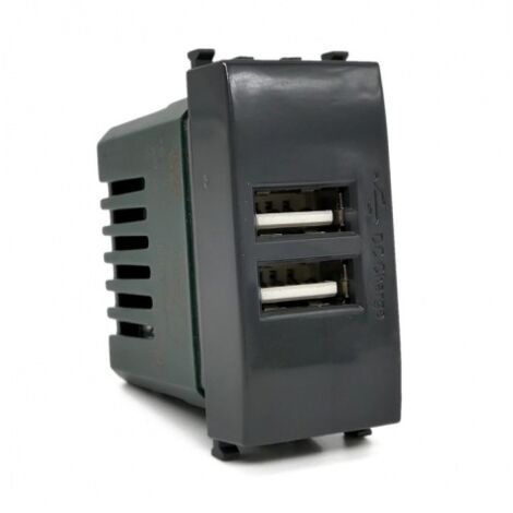 Presa USB Doppia 2A VIMAR Plana NERA - Compatibile