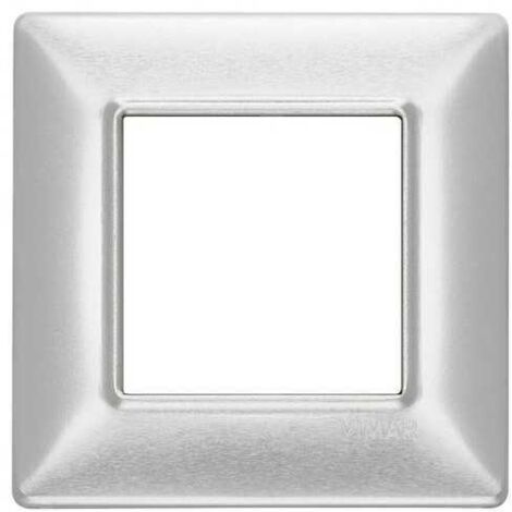 VIMAR 14642.81 Plana Placca 2 Moduli in Metallo, Alluminio, Argento Spazzolato