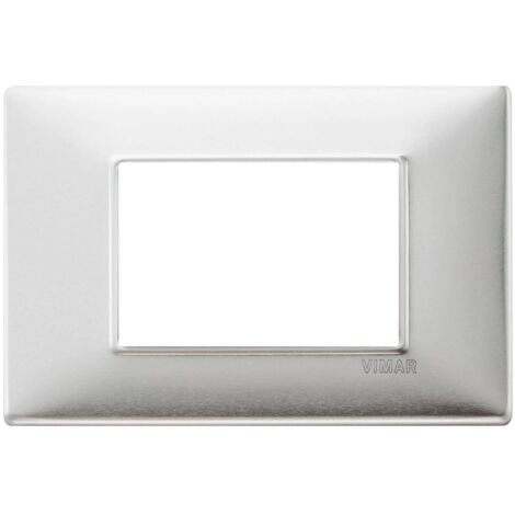 Vimar plana placca 3 moduli metallo colore  alluminio spazzolato 14653.81