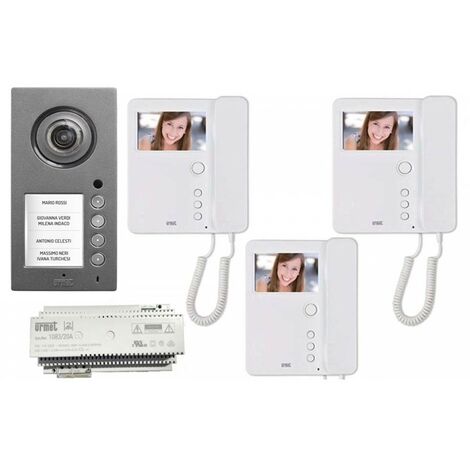 KIT Videocitofono Urmet 3 FAMIGLIE PULSANTIERA Mikra plus a colori