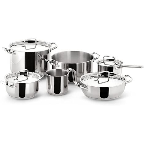 SET PENTOLE LAGOSTINA SFIZIOSA BATTERIA DI PENTOLE 10 PEZZI IN ACCIAIO INOX 18/10