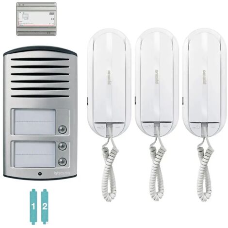 kit citofono Bticino 3 Famiglie 2 fili SPRINT cornette 344232 completo trifamiliare