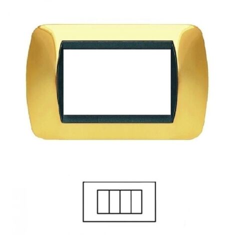Placca 4 Posti ORO LUCIDO LIVING International Compatibile in Acciaio