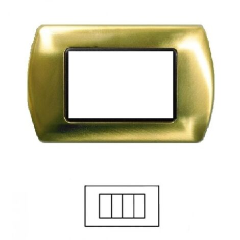 Placca 4 Posti Oro Satinato LIVING International Compatibile in Acciaio