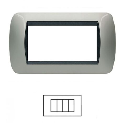 Placca 4 Posti GRIGIO SCURO LIVING International Compatibile in Acciaio