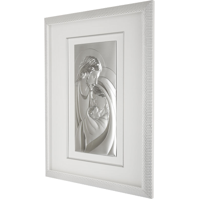 Quadro icona sacra famiglia 64x50 cm con argento Miro Silver