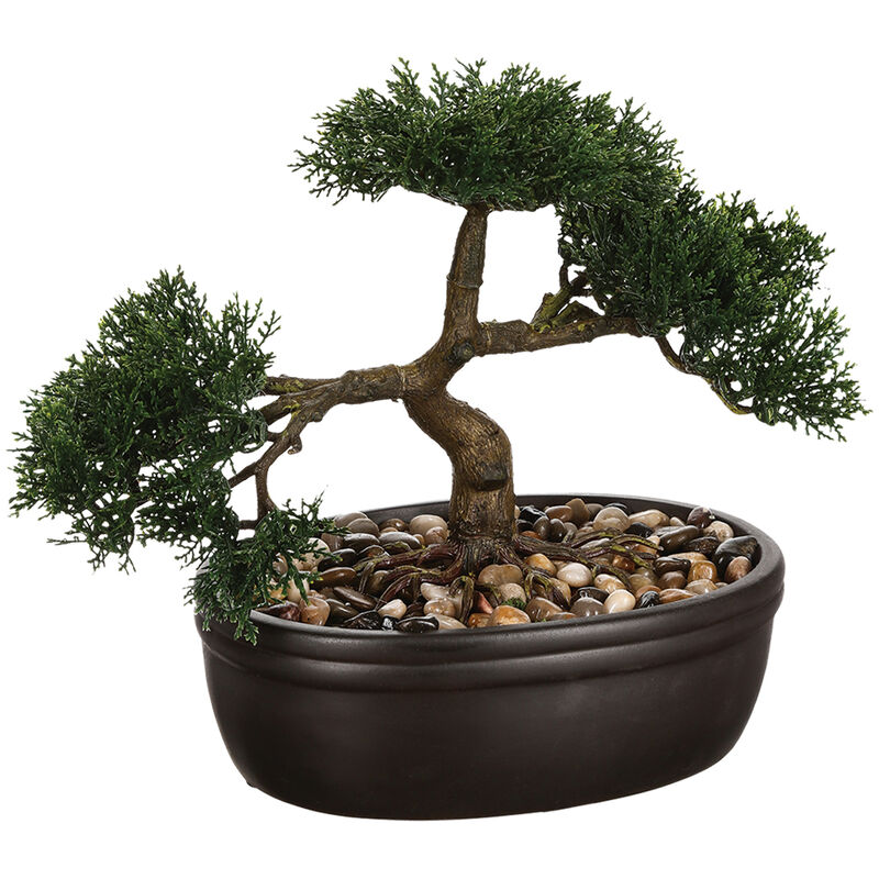 Pianta bonsai artificiale con vaso