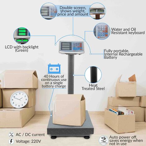 Báscula Industrial Inalámbrica De 300kg/50g, Pantalla Digital De Lcd De  Doble Cara, Plataforma Grande De Acero Reforzada De 40x50cm, Báscula Pesada  Para Paquetes Postales - Grandmaster