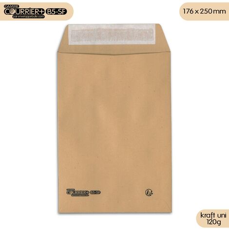Lot de 250 Enveloppes kraft brun uni B5 gamme Courrier+